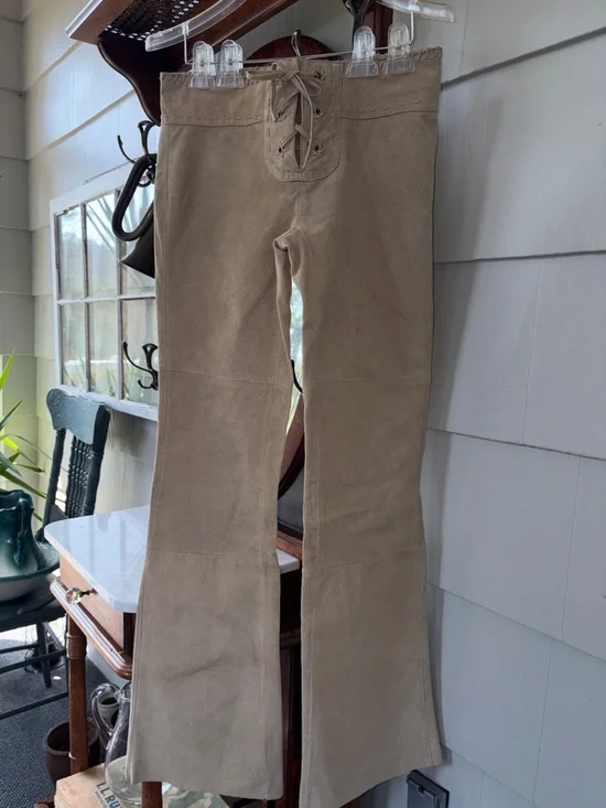 Vintage Suede Lace-Up Bootcut Festival Pants - Picture 2 of 12